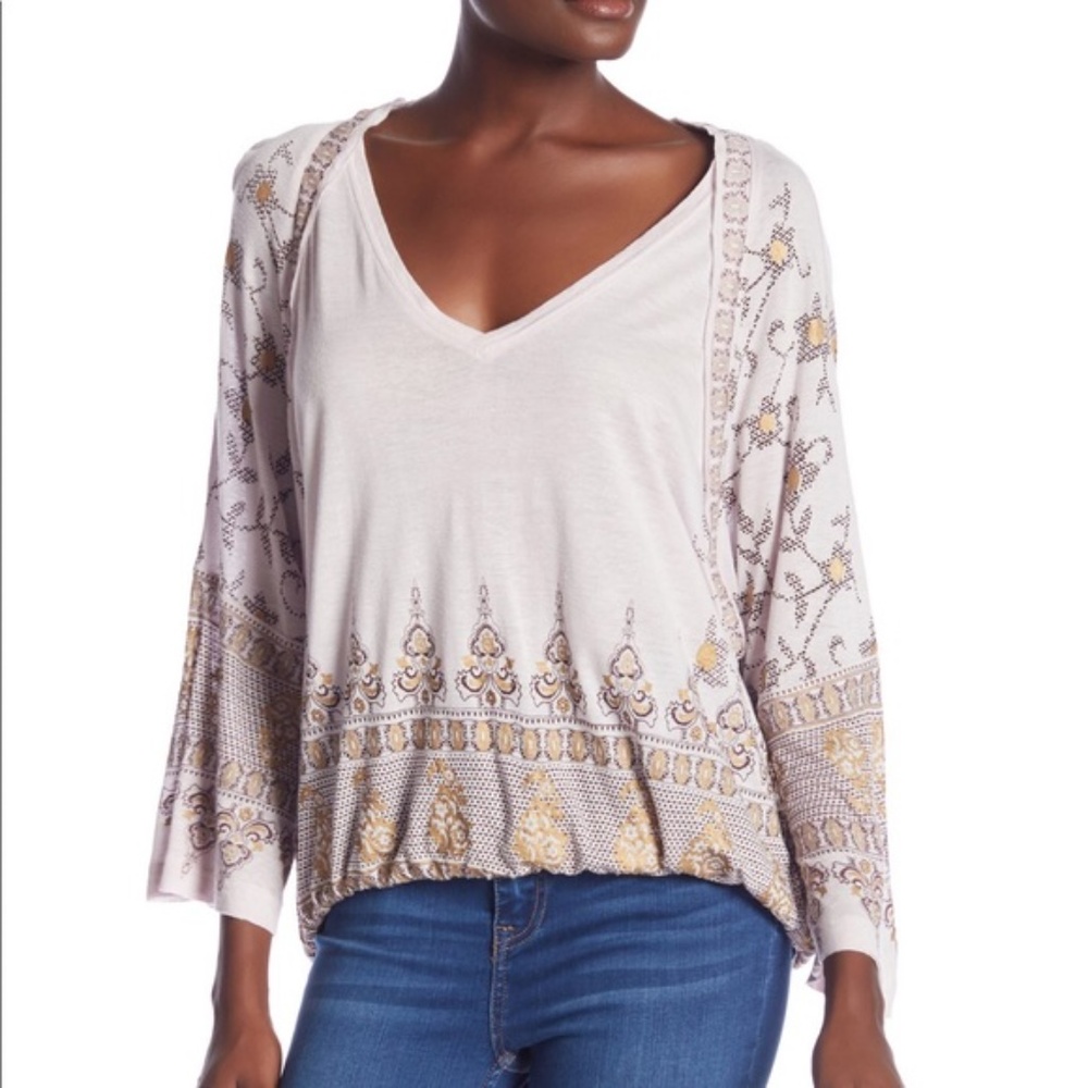 FREE PEOPLE Lilac Medallion Print Top